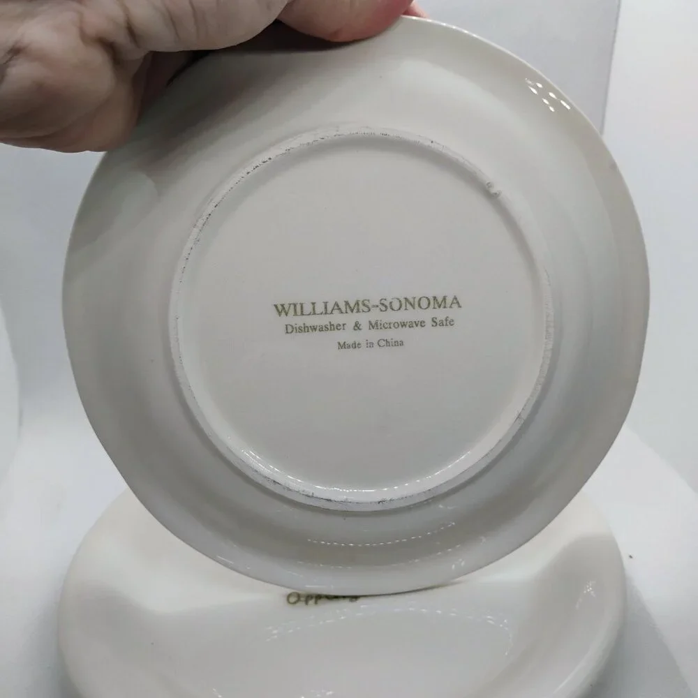 Williams Sonoma White Appetizer Plates Set of 2 Cheese & Wine Series 7